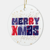 Merry Xmas Cute Red Blue Gold Keramisch Ornament (Links)