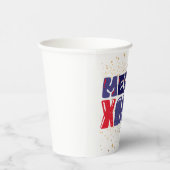 Merry Xmas Cute Red Blue Gold Papieren Bekers (Rechts)