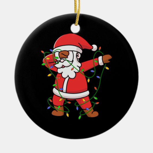Merry Xmas Dabbing Santa-kerstboomverlichting Keramisch Ornament (Voorkant)