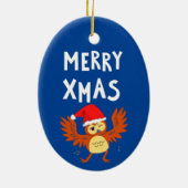 Merry Xmas Dansend Owl Keramisch Ornament (Achterkant)