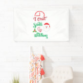 Merry Xmas de Kerstman kijkt Spandoek (Insitu)