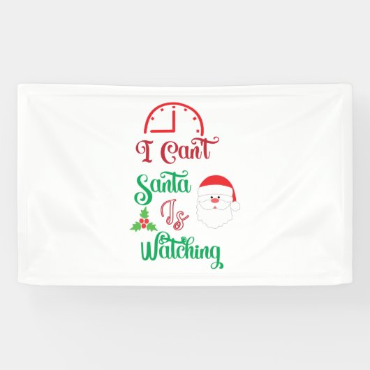 Merry Xmas de Kerstman kijkt Spandoek (Horizontaal)