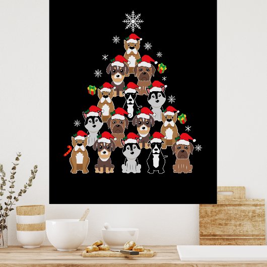 Merry Xmas Dog Christmas Tree Poster (Keuken)