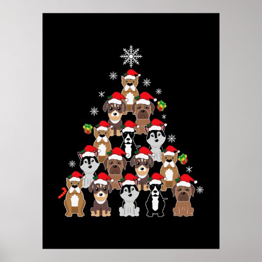 Merry Xmas Dog Christmas Tree Poster (Voorkant)