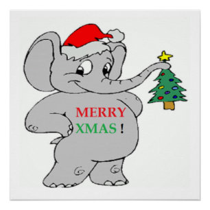 "MERRY XMAS" ELEPHANT PERFECT POSTER