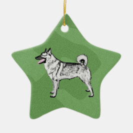 Merry Xmas Elkhound Keramisch Ornament