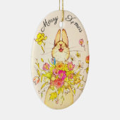 Merry Xmas flower&rabbit Keramisch Ornament (Rechts)