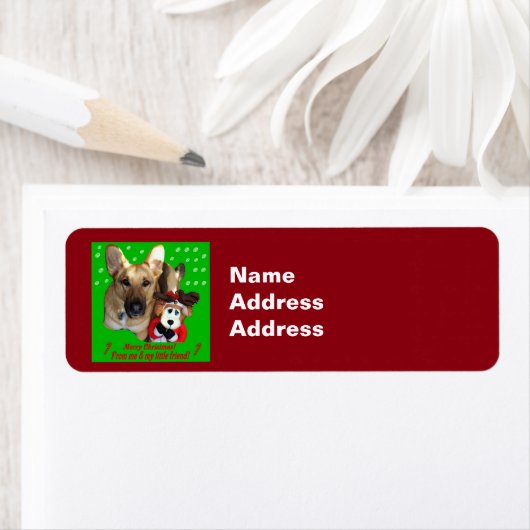 Merry Xmas German Shephed Return Address Labels (Insitu)