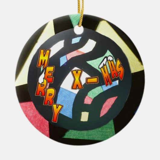 Merry Xmas Glas in lood Ball Round Ornament (Voorkant)
