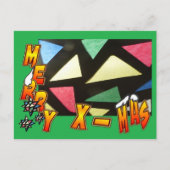 Merry Xmas Glas in lood Pattern & Stars Briefkaart (Voorkant)