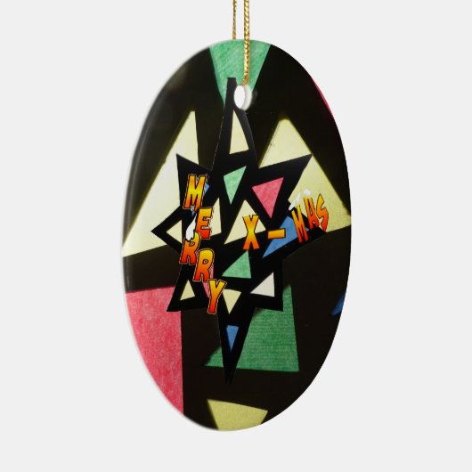 Merry Xmas Glas in lood Star Oval Ornament (Rechts)