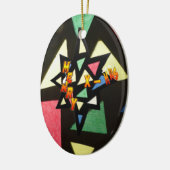 Merry Xmas Glas in lood Star Oval Ornament (Links)