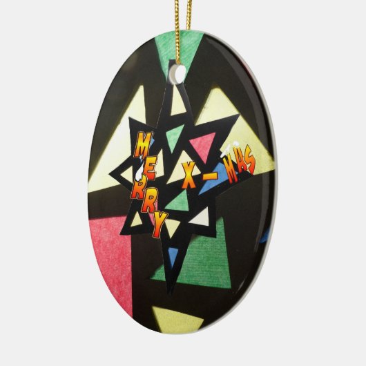 Merry Xmas Glas in lood Star Oval Ornament (Links)