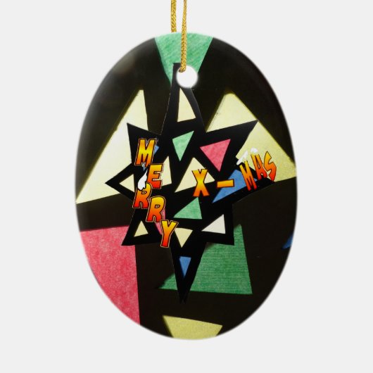 Merry Xmas Glas in lood Star Oval Ornament (Achterkant)