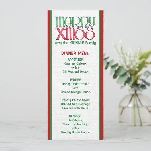 Merry X'mas Green Kerstmis Menu (Staand voorkant)