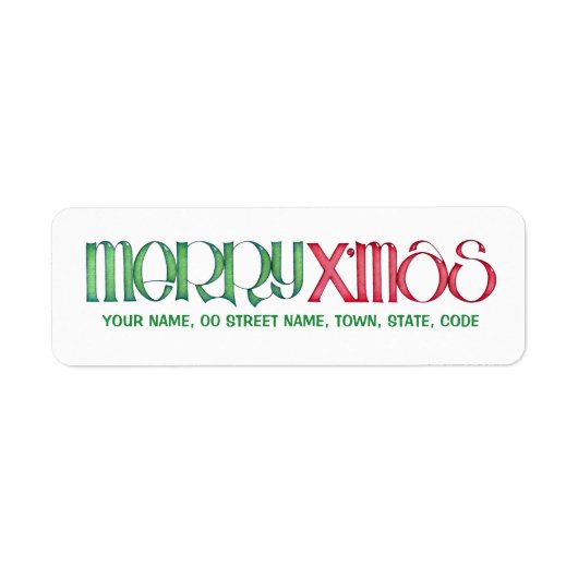 Merry X'mas green Return Address Label (Voorkant)