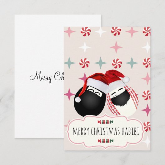 Merry Xmas HABIBI de heer Mrs Egg Card Kaart (Voorkant / Achterkant)