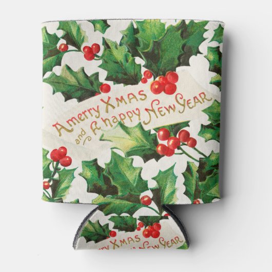 Merry Xmas & Happy New Year Holly Blikjeskoeler (Voorkant)