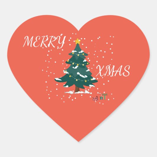 Merry Xmas Heart Hart Sticker (Voorkant)