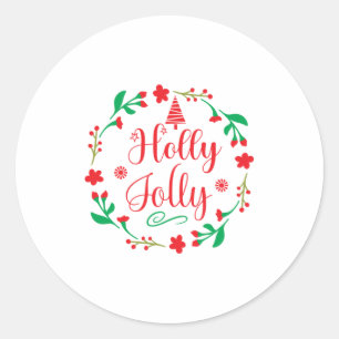 Merry Xmas Holly Jolly Ronde Sticker