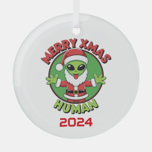 Merry Xmas Humans Glas Ornament (Voorkant)