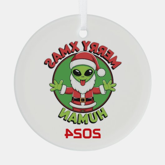 Merry Xmas Humans Glas Ornament (Achterkant)