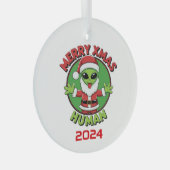 Merry Xmas Humans Glas Ornament (Voorkant Rechts)