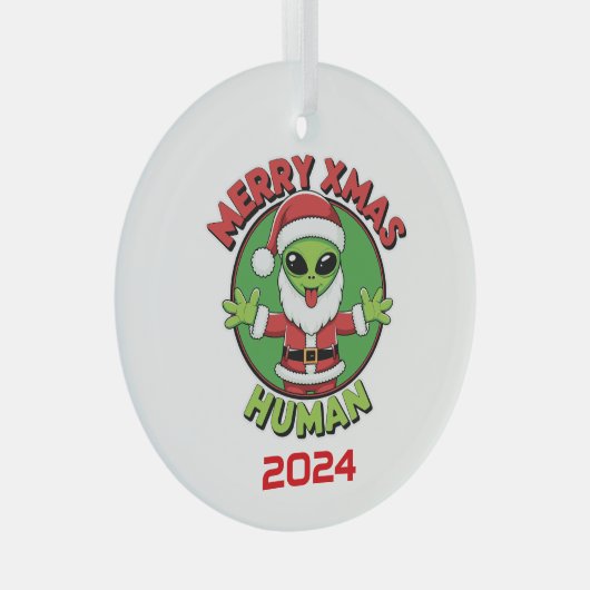 Merry Xmas Humans Glas Ornament (Voorkant Rechts)
