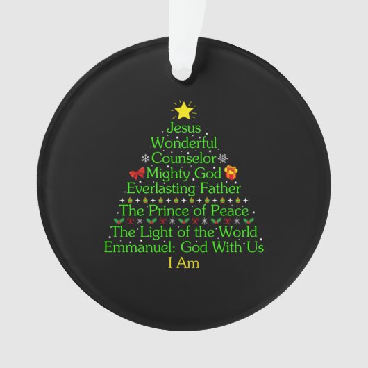 Merry Xmas Jesus Wonderful Counselor Mighty Ornament (voorkant)