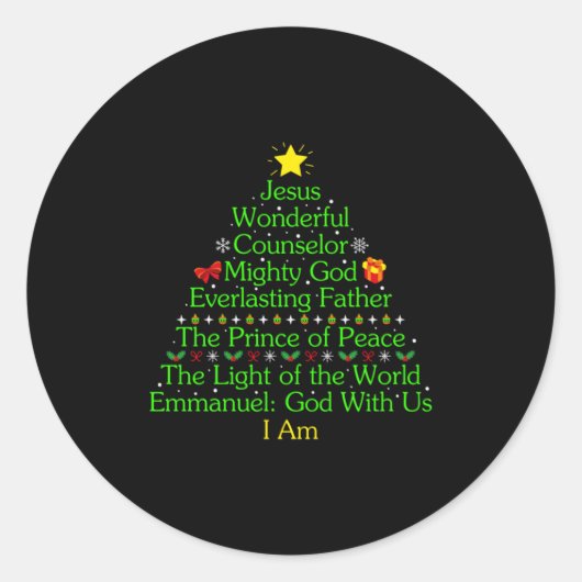 Merry Xmas Jesus Wonderful Counselor Mighty Ronde Sticker (Voorkant)