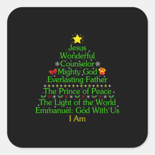 Merry Xmas Jesus Wonderful Counselor Mighty Vierkante Sticker