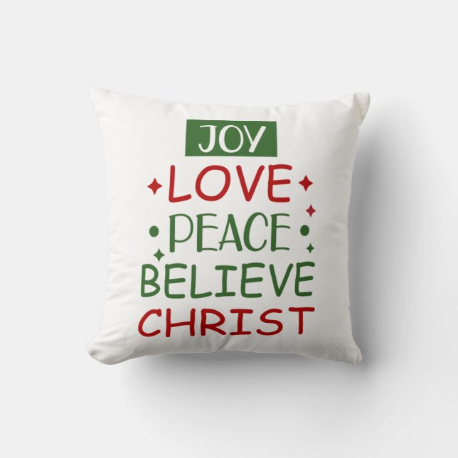 Merry Xmas Joy Love Peace geloven Kussen (Voorkant)