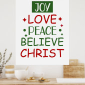 Merry Xmas Joy Love Peace geloven Poster (Keuken)