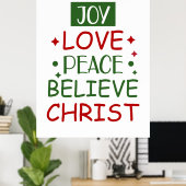 Merry Xmas Joy Love Peace geloven Poster (Thuiskantoor)