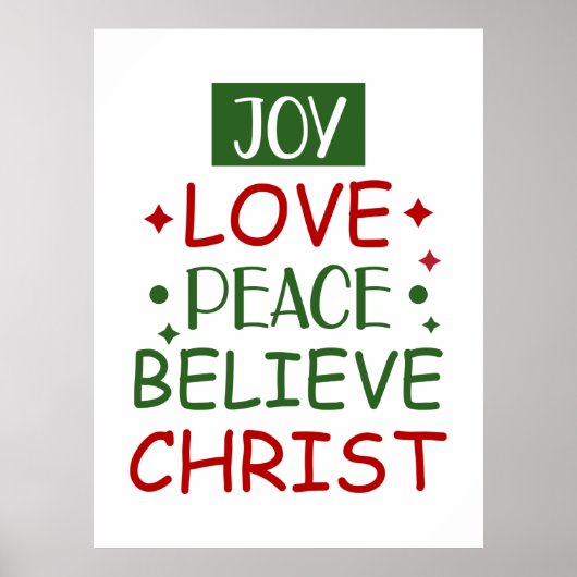 Merry Xmas Joy Love Peace geloven Poster (Voorkant)