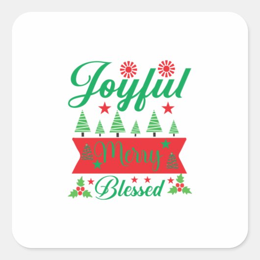 Merry Xmas Joyful Merry Blessed Vierkante Sticker (Voorkant)