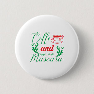 Merry Xmas koffie en Mascara Ronde Button 5,7 Cm