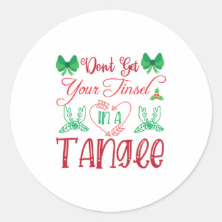 Merry Xmas krijgt uw Tinsel niet in een hoekje Ronde Sticker
