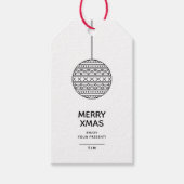 Merry Xmas Label met trendy kerstbal Cadeaulabel (Voorkant)