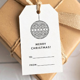 Merry Xmas Label van de Gift aan van met kerstbal Cadeaulabel
