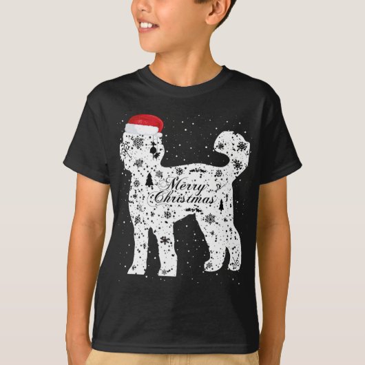 Merry Xmas Labradoodle Dog Kerstmis T-shirt (Voorkant)