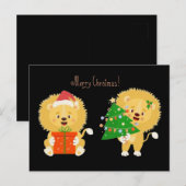 Merry Xmas Lion Cubs Briefkaart (Voorkant / Achterkant)