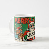 Merry Xmas Mess Funny Christmas Mug - Naughty Sant Koffiemok (Voorkant links)