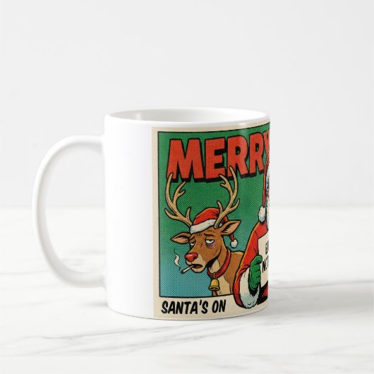 Merry Xmas Mess Funny Christmas Mug - Naughty Sant Koffiemok (Links)