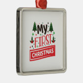 Merry Xmas Mijn eerste Kerstmis Metalen Ornament (Rechts)