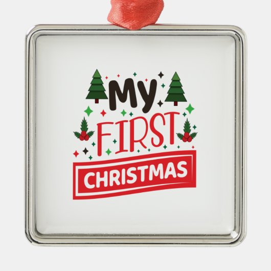 Merry Xmas Mijn eerste Kerstmis Metalen Ornament (Voorkant)