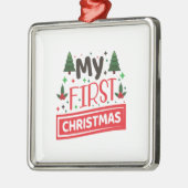 Merry Xmas Mijn eerste Kerstmis Metalen Ornament (Links)