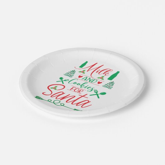 Merry Xmas Milk And Cookies For Santa Papieren Bordje (Gekanteld)