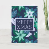 Merry Xmas Moderne Botanische Kerstmis Feestdagen Kaart (Voorkant)