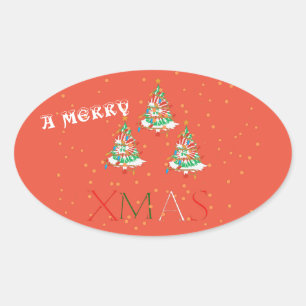 Merry Xmas Ovale Sticker